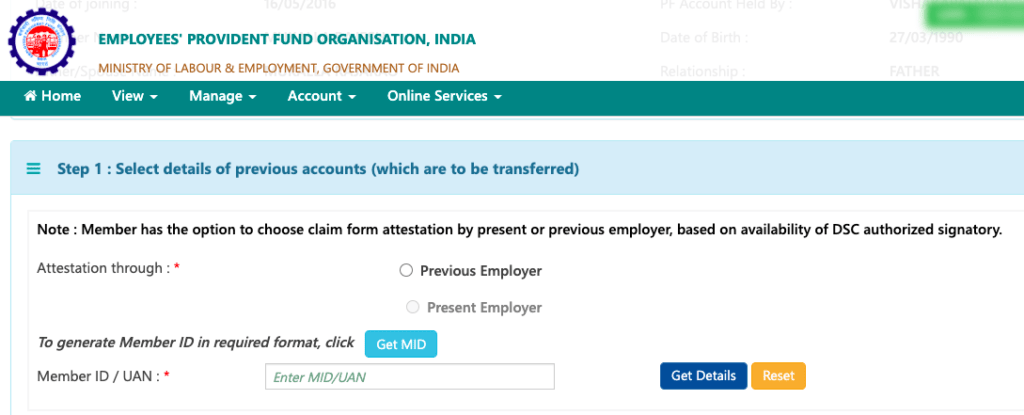 One Member - One EPF Account can be Availed After Login Under Online ...