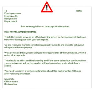 Warning Letter For Unacceptable Behaviour 300x287 