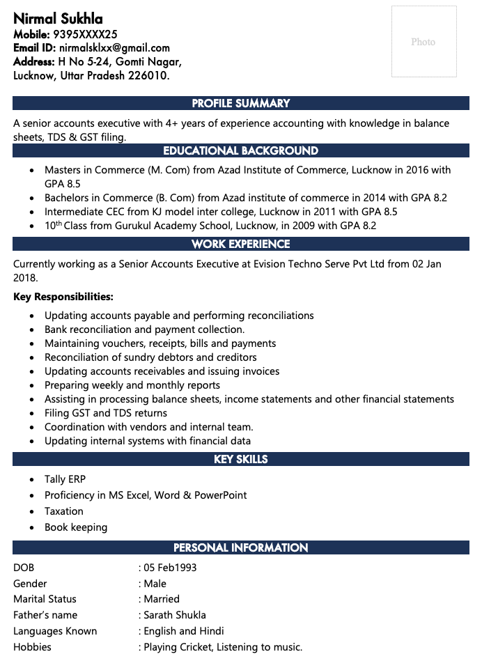 Senior accounts executive resume download in ms word
