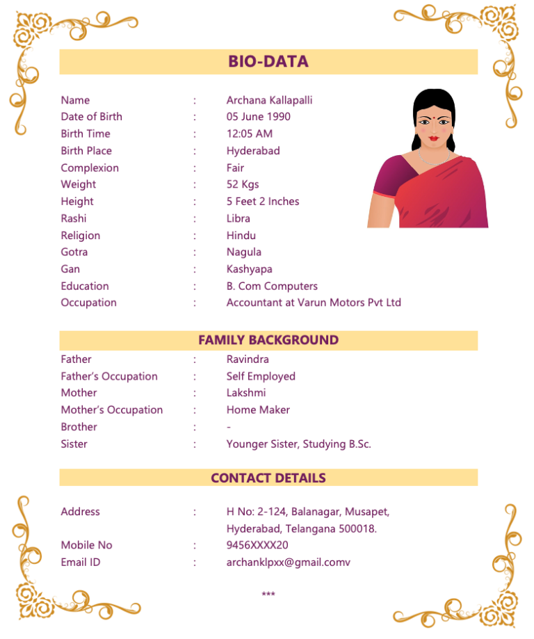 35 Marriage Biodata Formats In Word And Pdf Free Download 7705
