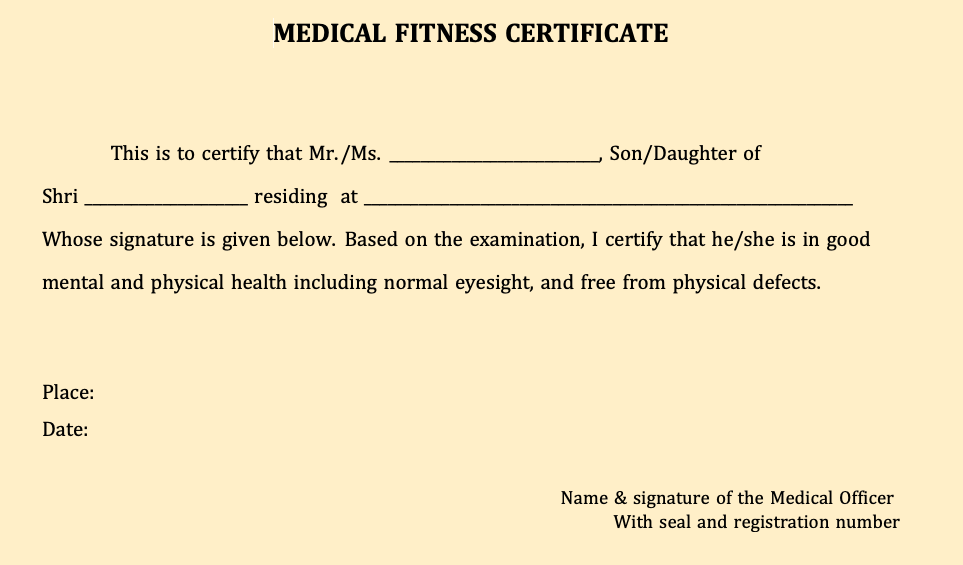 Medical Physical Fitness Certificate