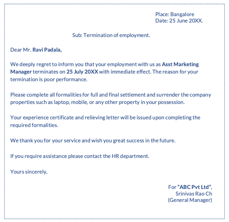Termination Letter To Employee In Word 768x743 