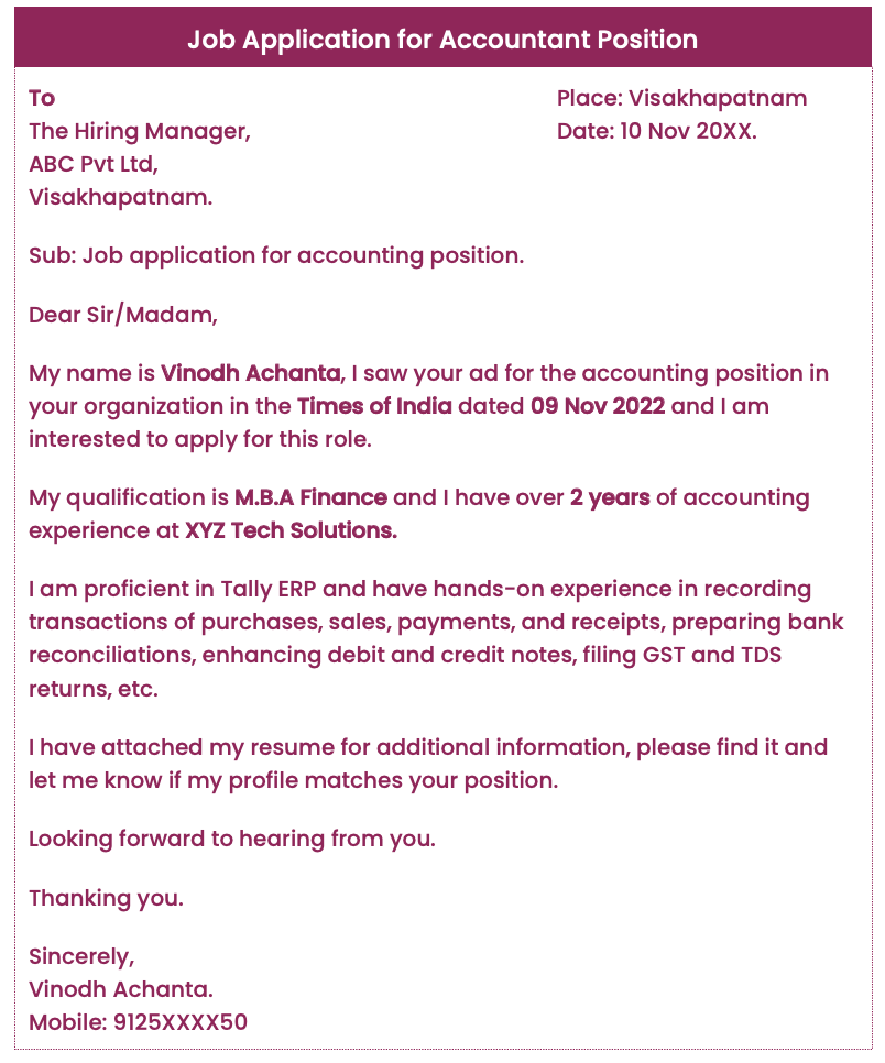 application letter accountant pdf