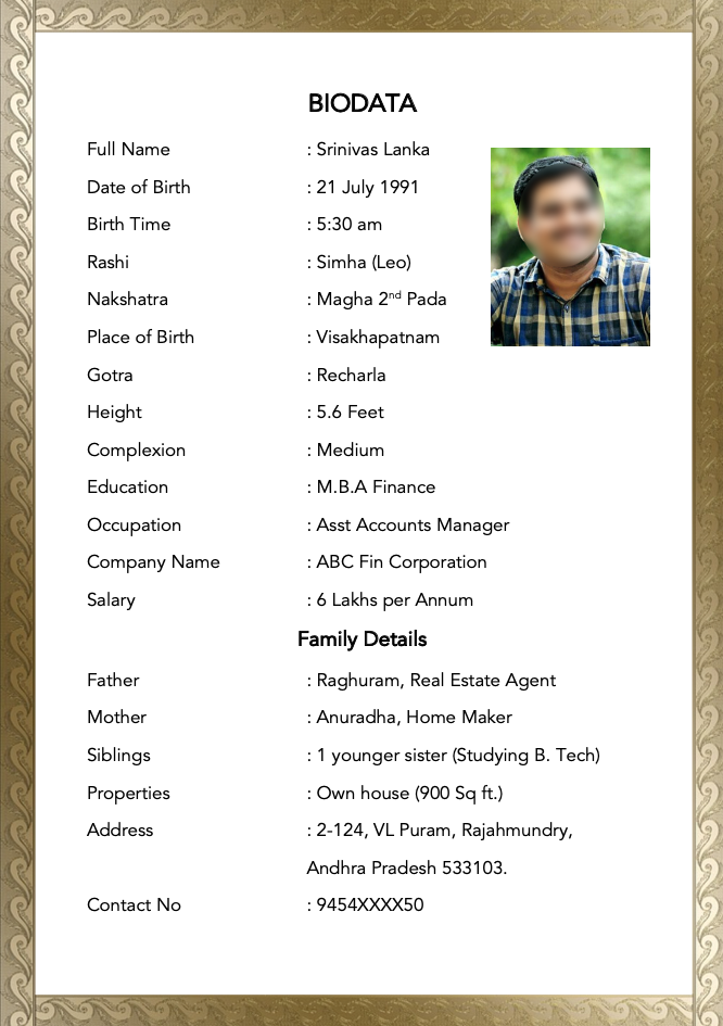 Hindu Marriage Biodata Format Download Word Pdf A Visual Reference Of Charts Chart Master 1175