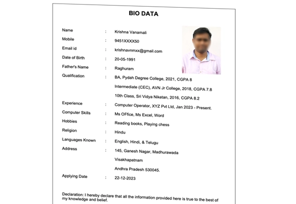 25 Simple Bio Data Formats For Job Pdf And Word Free Download 5771