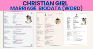 Christian Girl Marriage Biodata formats in Word format